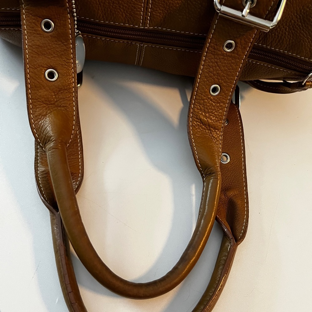 Tignanello Brown Leather Satchel with Silver Hardware 12” x 9” x 7”. - Picture 12 of 14